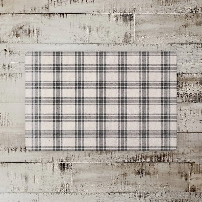 Black Plaid Floor Mat
