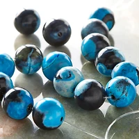 12 Pack: Aqua & Black Dyed Agate Round Beads, 10mm by Bead Landing™