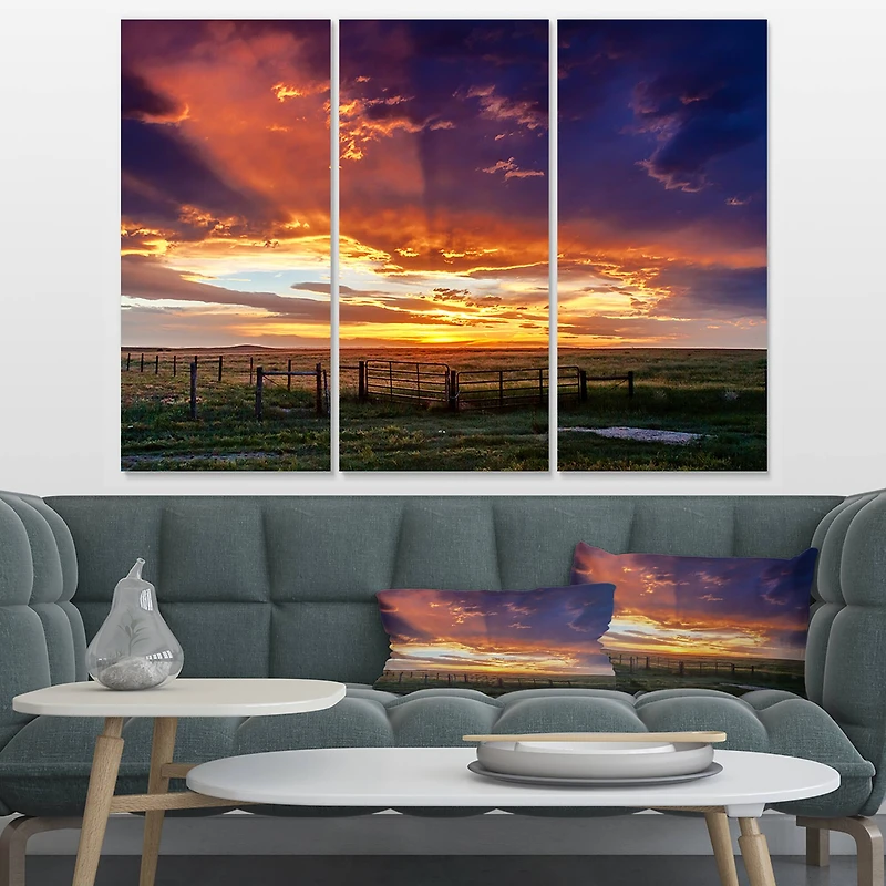 Designart - Dramatic Sunset over Prairie