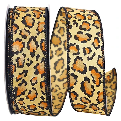 JAM Paper 1.5" x 20yd. Wired Leopard Spots Ribbon