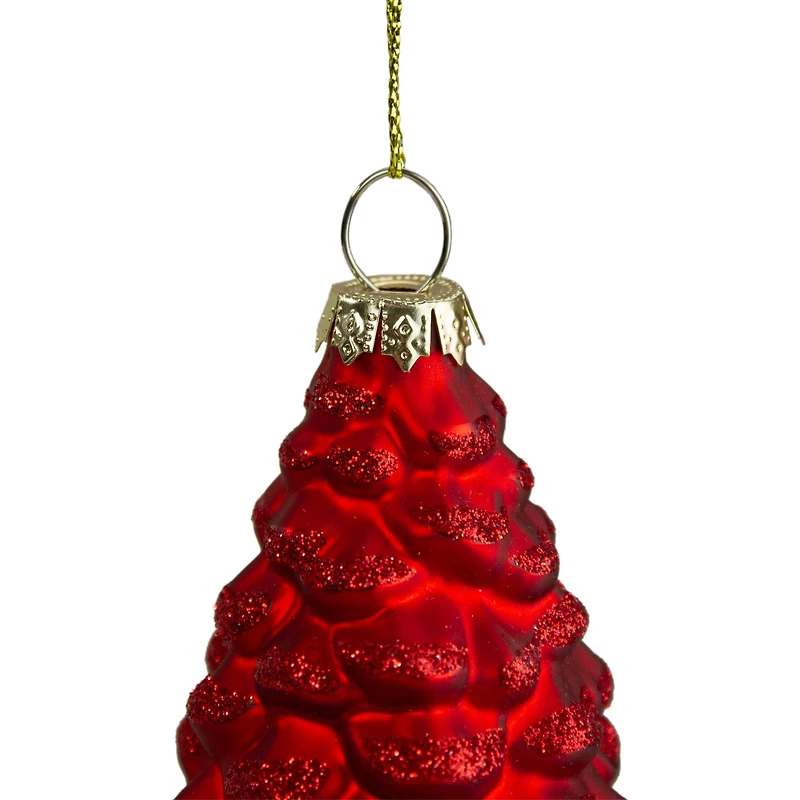Matte Red Pine Cone Glass Ornament