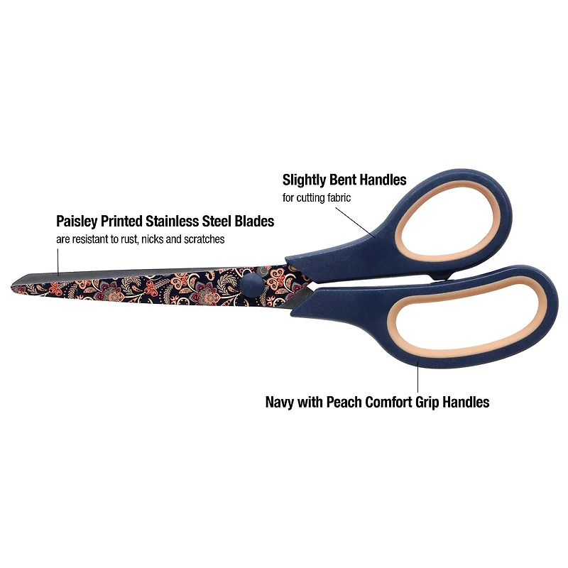 SINGER® Paisley Polka Dot Printed 8.5" Fabric Scissors & 5.5" Detail Craft Scissors Set