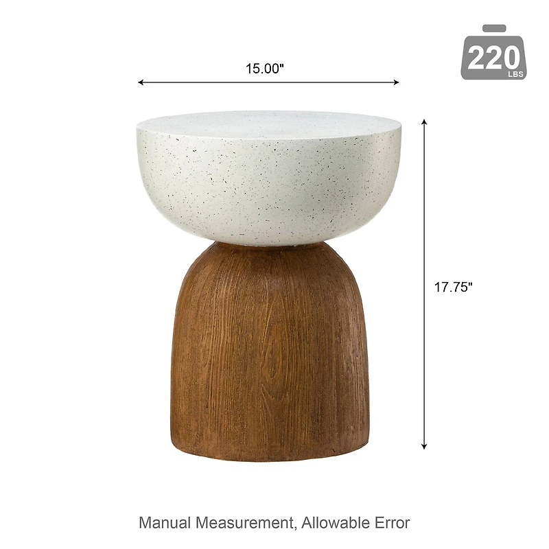 Glitzhome® 17.75" Geometric Faux Terrazzo & Wood Texture Garden Stool