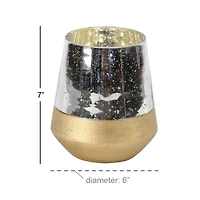 The Novogratz 7" Gold & Silver Glass Modern Candlestick Holder