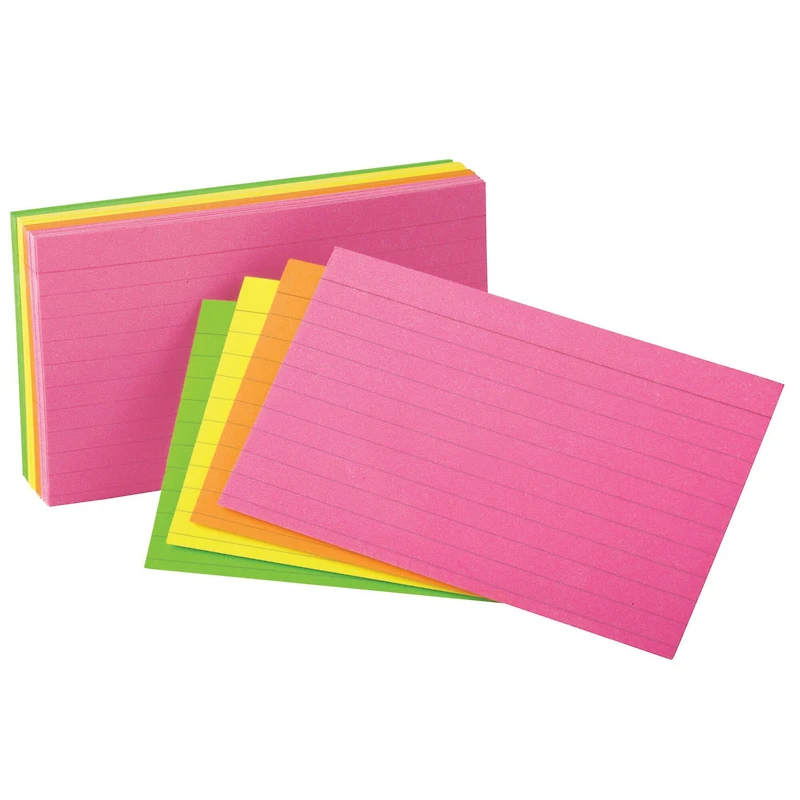 Oxford® 4'' x 6'' Glow Index Cards, 6 Packs of 100