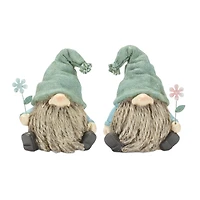 5.25" Faux Stone Garden Gnome with Flower Figurines Set