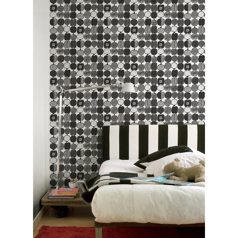 Brewster Marimekko Black & White Kompotti Peel & Stick Wallpaper