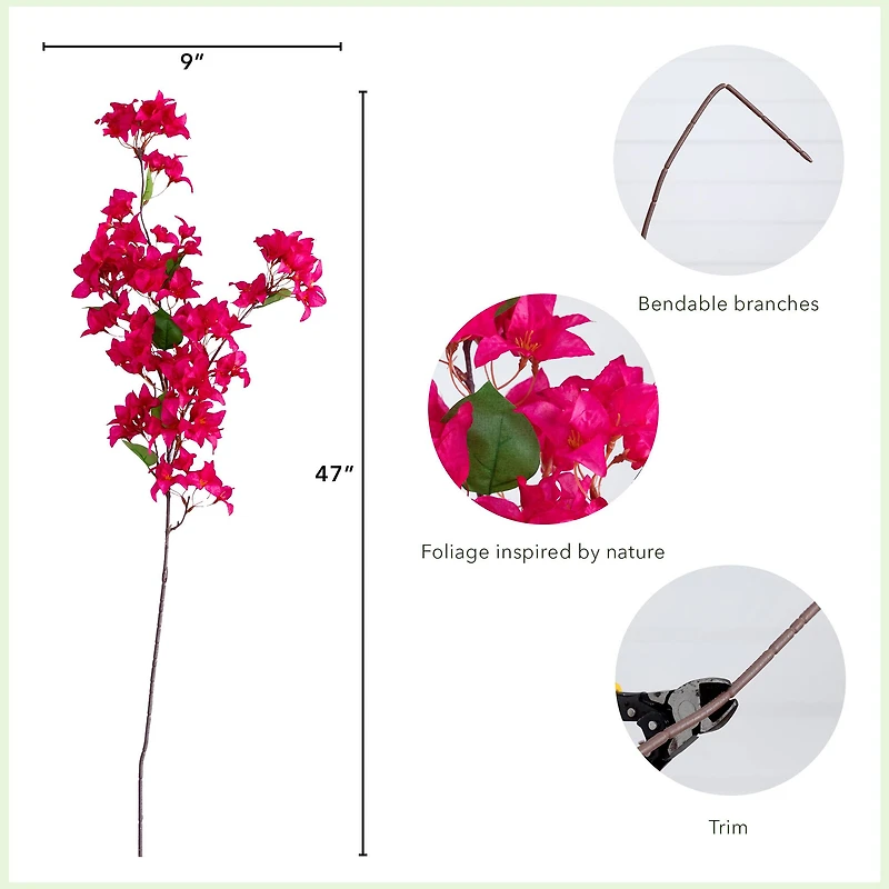 47" Pink Bougainvillea Flower Stems, 3ct.