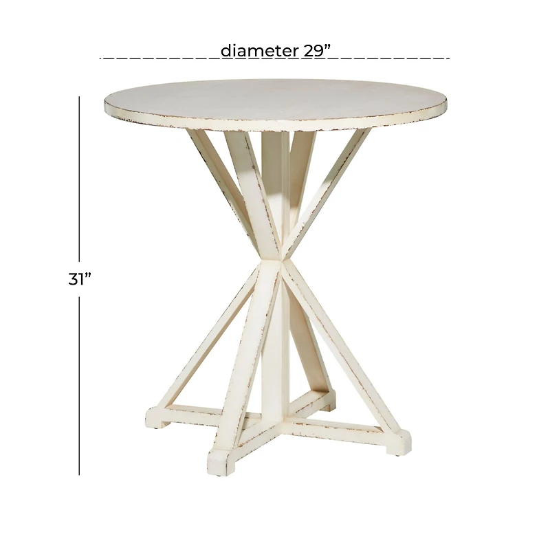 31" White Wood Farmhouse Accent Table