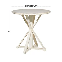 31" White Wood Farmhouse Accent Table