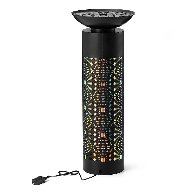 Glitzhome® 35.75" Metal LED Cutout Pattern Outdoor Fountain