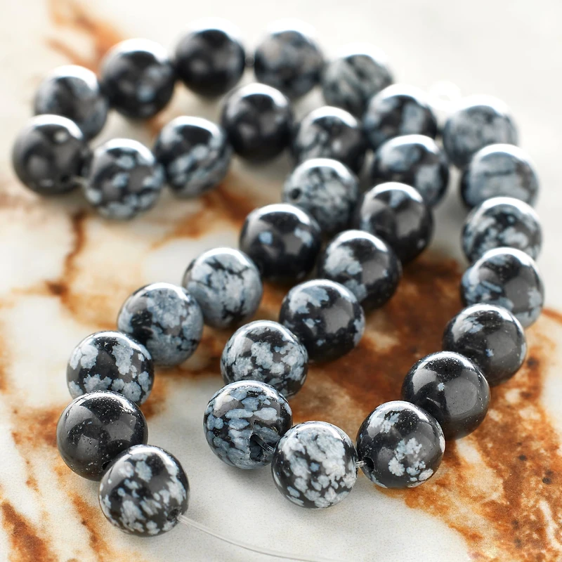 12 Pack: Black & Grey Jasper Round Beads, 8mm by Bead Landing™