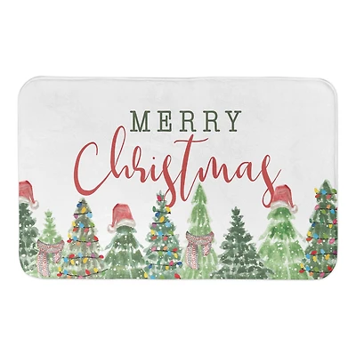 Merry Christmas Gnome Trees Bath Mat