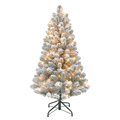 4ft. Pre-Lit Flocked Virginia Pine Artificial Tree, Clear Lights