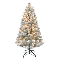 4ft. Pre-Lit Flocked Virginia Pine Artificial Tree, Clear Lights