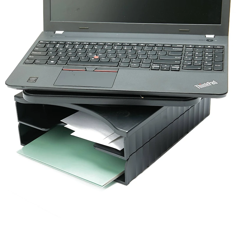 Mind Reader Black 2-Tier Swivel Top File Organizer