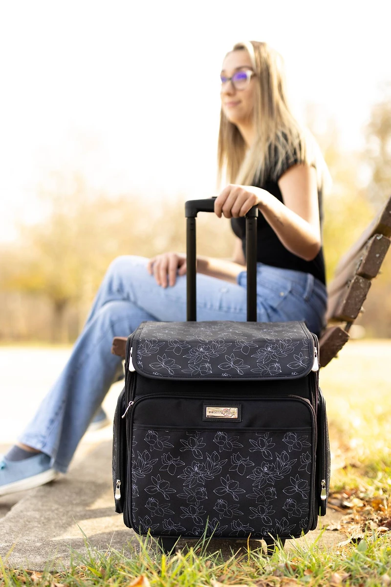 Everything Mary Black & White Rolling Craft Bag
