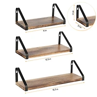 NEX™ Brown Rustic Wood Floating Shelves Set
