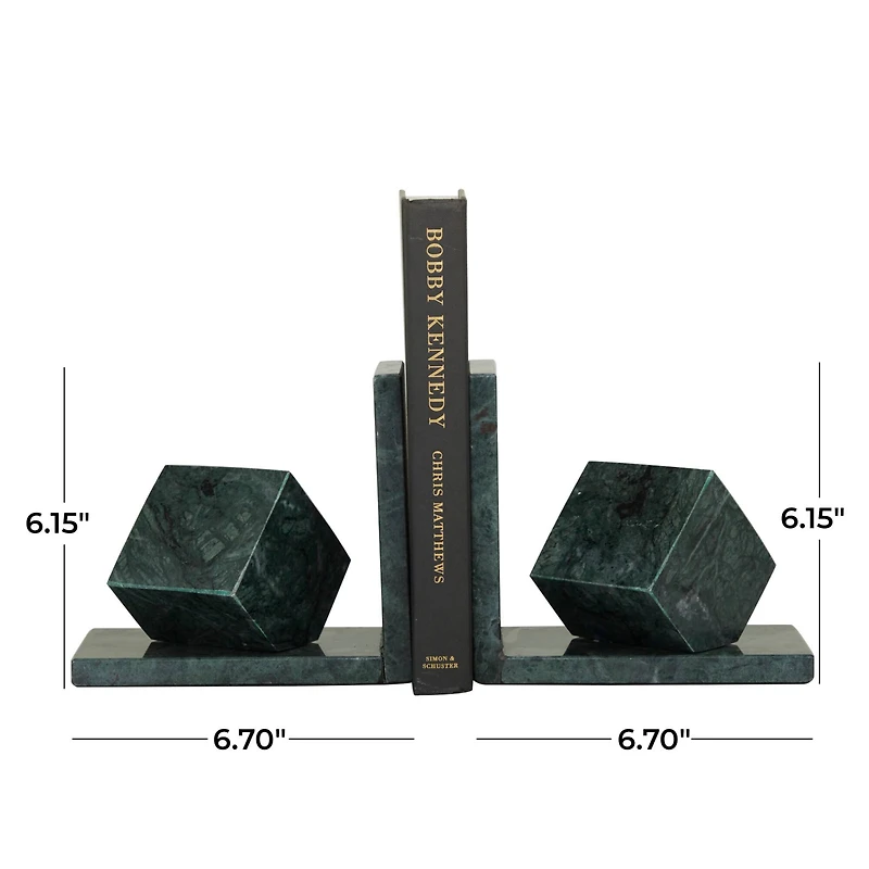 CosmoLiving by Cosmopolitan 6" Green Marble Orb Bookends Set