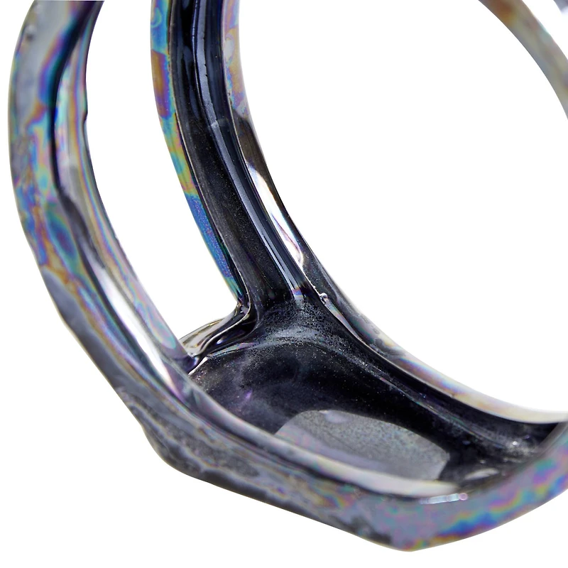 14" Silver Ceramic Glam Candlestick Holder Set