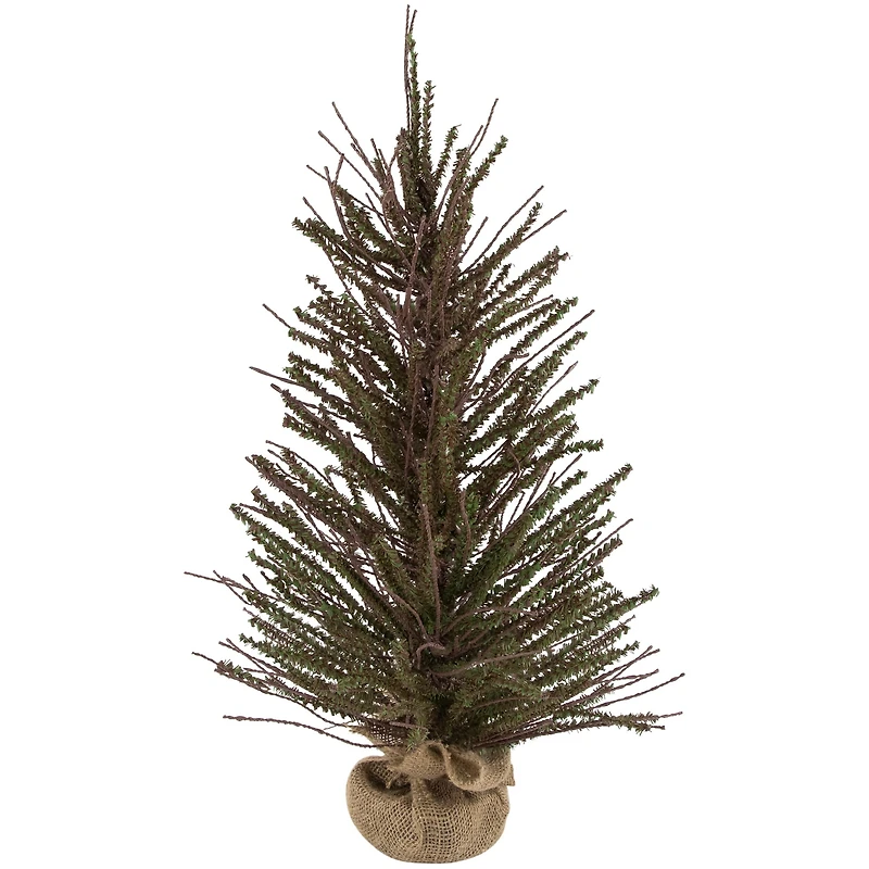 2ft. Unlit Green & Brown Warsaw Twig Artificial Christmas Tree with Burlap Base
