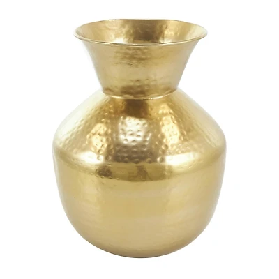 13" Gold Hammered Texture Metal Vase