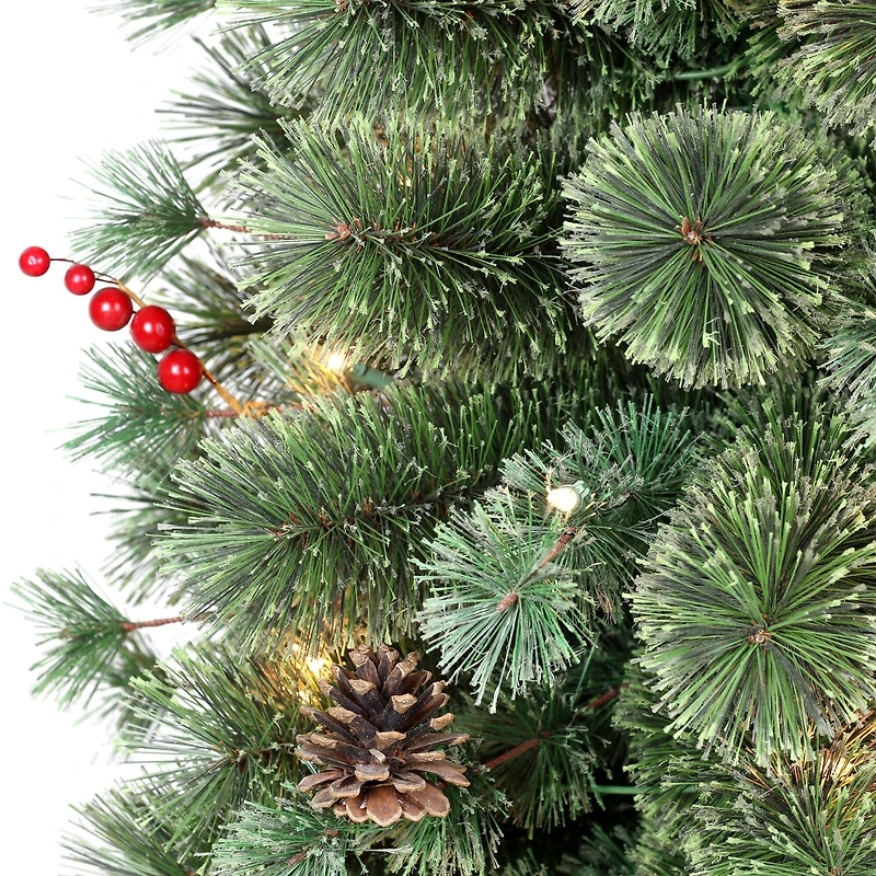 4.5ft. Pre-Lit Natural Pine Artificial Christmas Tree in Decorative Planter, Clear Lights