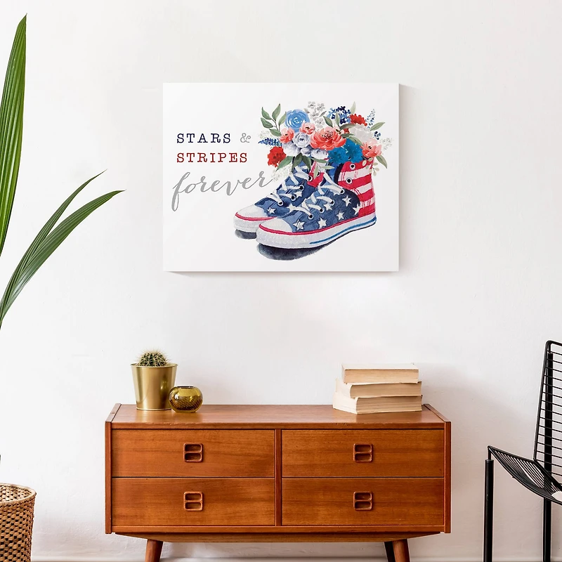 Stars and Stripes Sneakers Canvas Wall Art