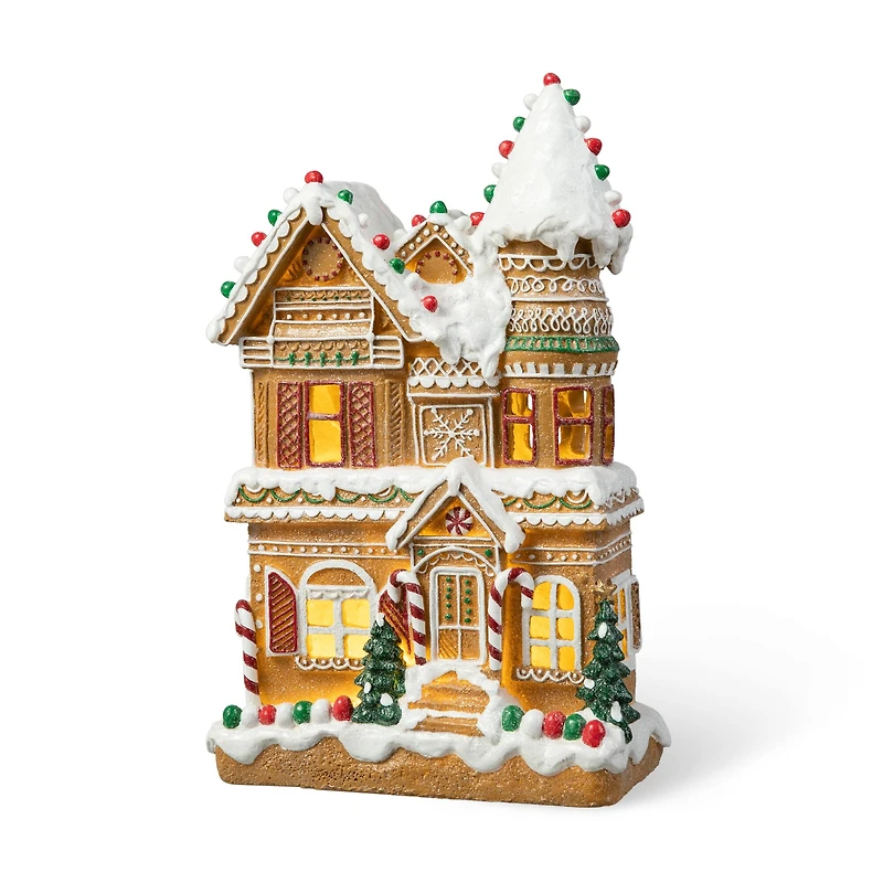 Glitzhome® 12" Light-Up Gingerbread House Table Décor