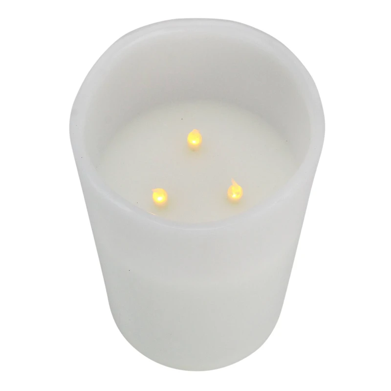 10" White Flameless LED Lighted Flickering Christmas Pillar Candle