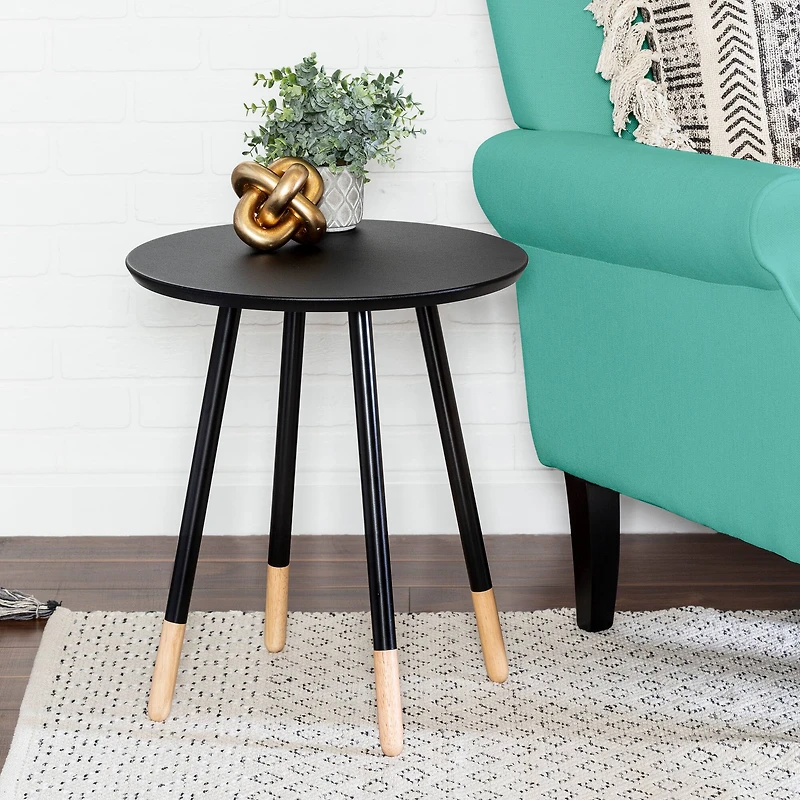 Honey Can Do Black Round End Table