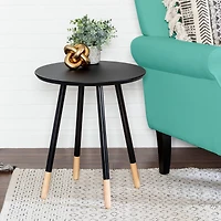Honey Can Do Black Round End Table