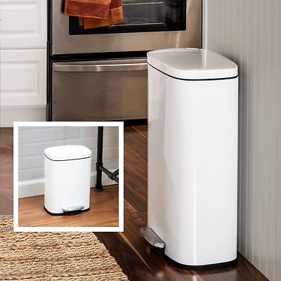 30L & 5L White Rectangular Trash Can Set