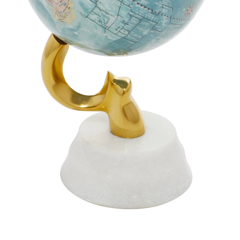 10" Blue Stoneware Coastal Globe
