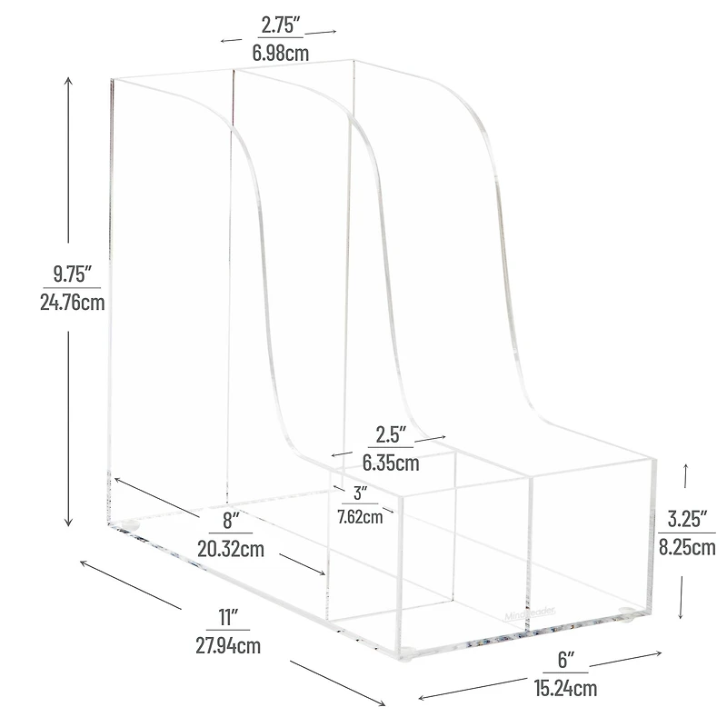 Mind Reader Vertical File Storage, Desktop Organizer, Magazine Holder, Office, Acrylic, Clear