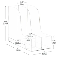 Mind Reader Vertical File Storage, Desktop Organizer, Magazine Holder, Office, Acrylic, Clear