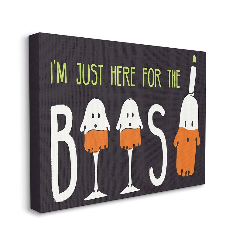 Stupell Industries Here for the Boos Phrase Halloween Ghost Pun Canvas Wall Art