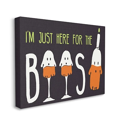 Stupell Industries Here for the Boos Phrase Halloween Ghost Pun Canvas Wall Art