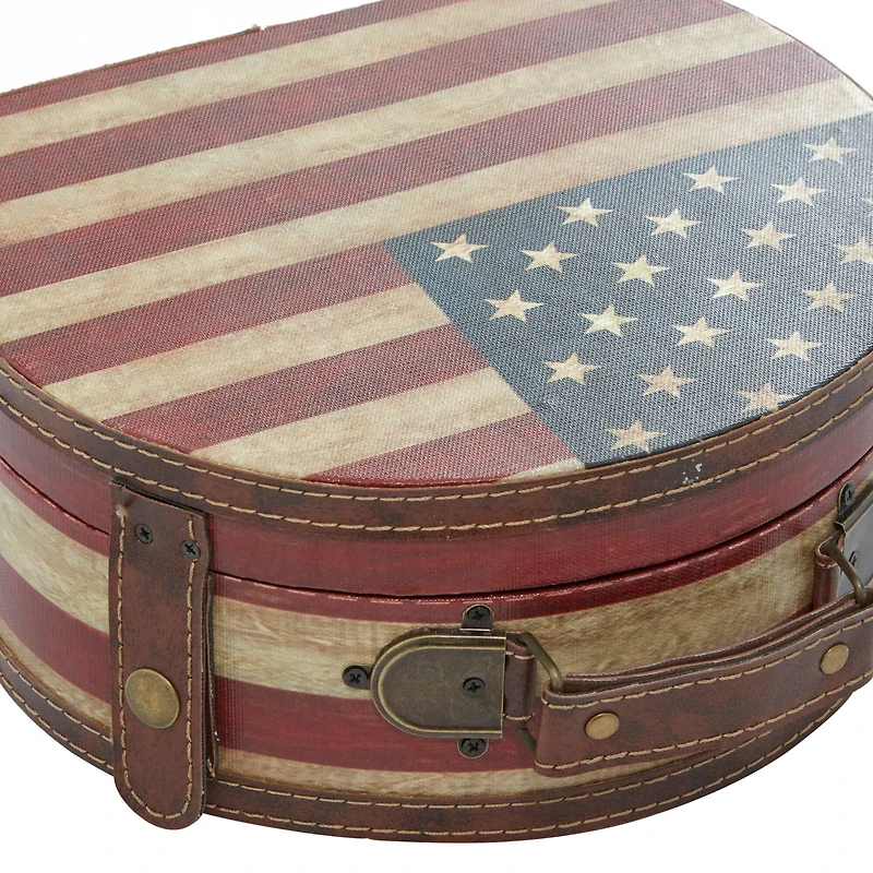 Traditional Wooden American Flag Decorative Box Set