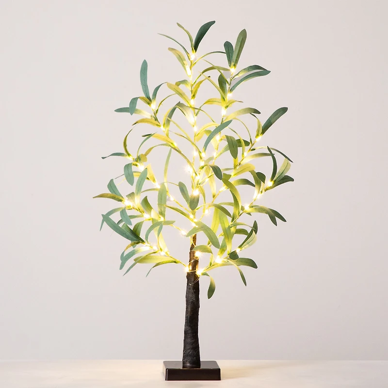 2ft. Pre-Lit Artificial Olive Tree with Warm White LED Lights