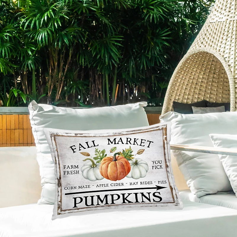 Stupell Industries Fall Market Pumpkins Outdoor Printed Pillow