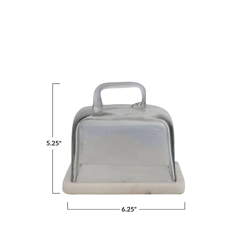 Hello Honey® Glass Cloche with White Marble Base