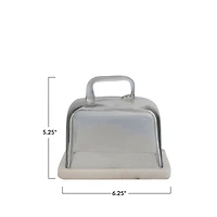 Hello Honey® Glass Cloche with White Marble Base