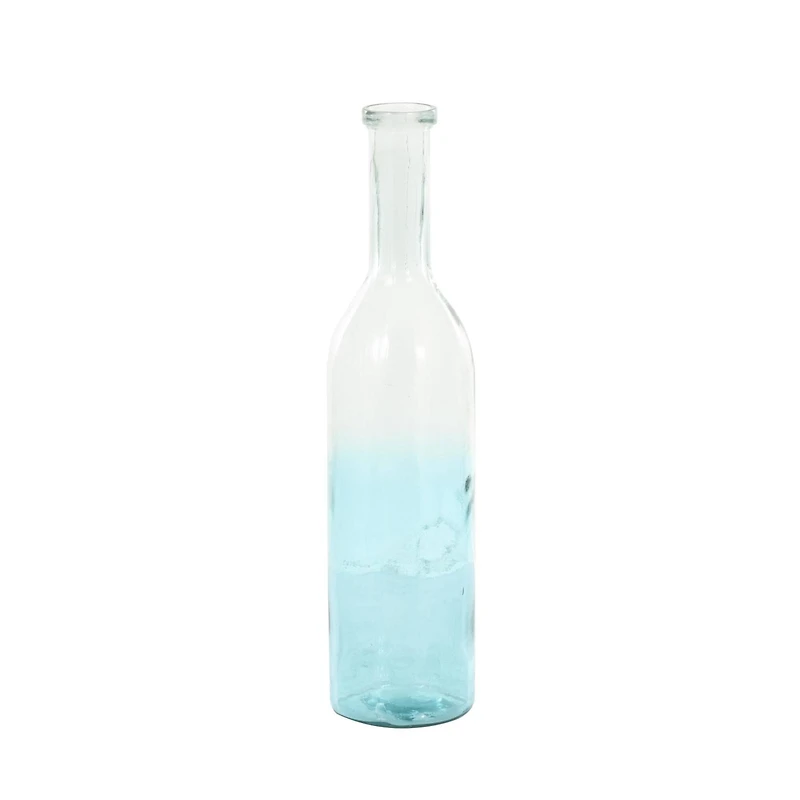 Teal Recycled Glass Handmade Tall Ombre Floor Vase