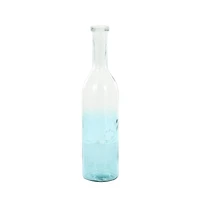 Teal Recycled Glass Handmade Tall Ombre Floor Vase