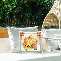 Stupell Industries Pumpkin with Flower Accent Outdoor Printed Pillow