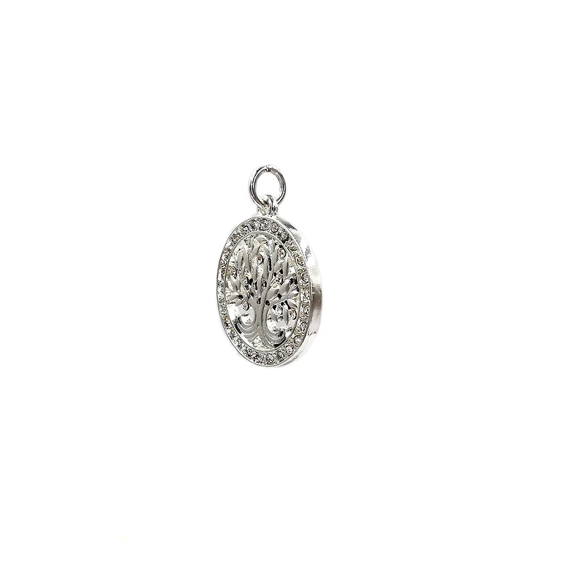 Charmalong™ Silver Plated & Stone Paved Tree Charm by Bead Landing™
