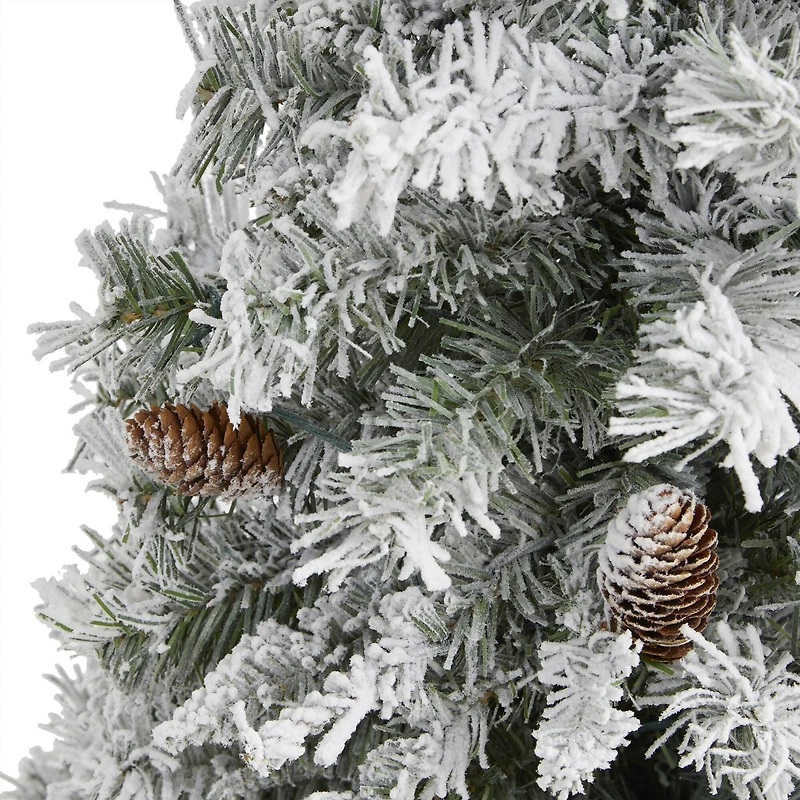 3ft. Unlit Flocked White River Mountain Pine & Pinecones Artificial Christmas Tree