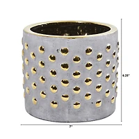 6" Regal Stone Hobnail Planter with Gold Accents