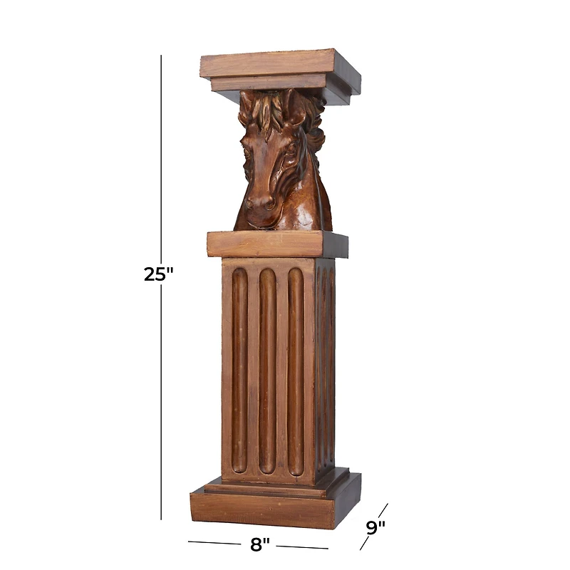 Brown Polystone Traditional Pedestal Table, 25" x 8" x 9"